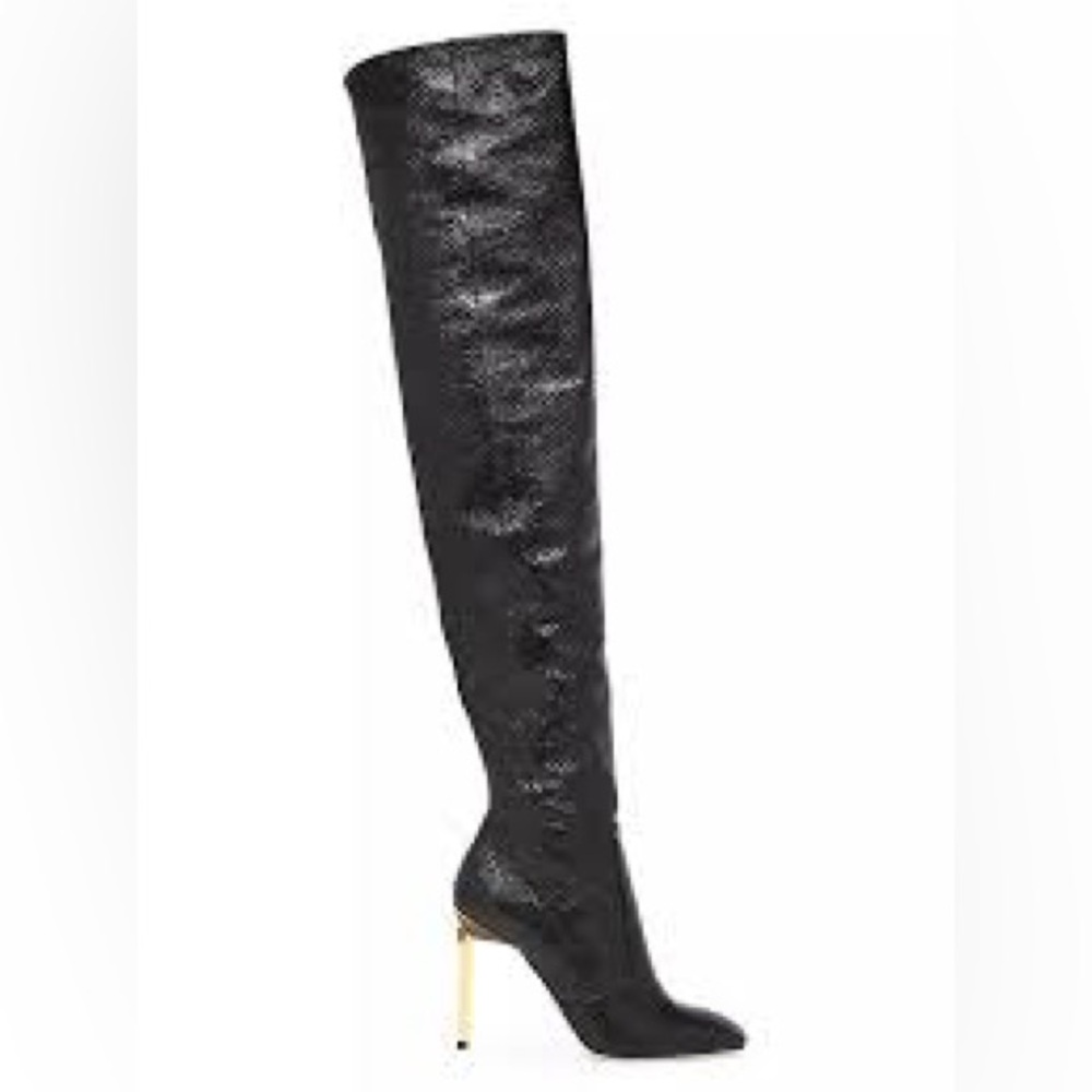 Tom Ford 105mm Glossy Python-Embossed Leather Ove… - image 1